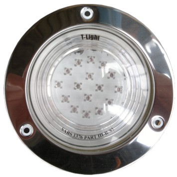 Stop Tail Light-Red 110mm Steel Flange-Clear Lens 