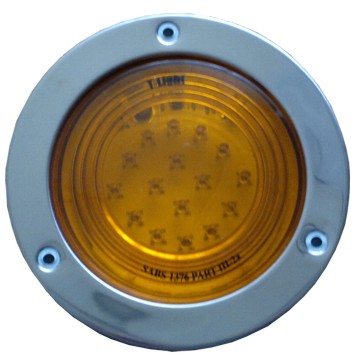 Indicator Tail Light-Amber 110mm Steel Flange Amber Lens 