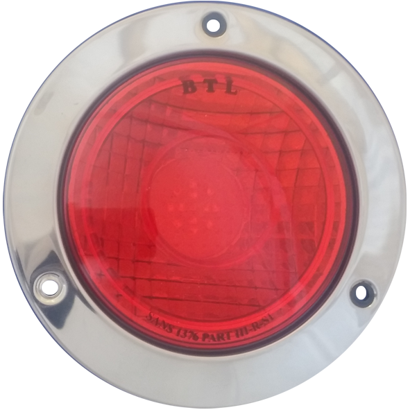 BTL  Stop Tail Light-Red 110mm Steel Flange-Red Lens