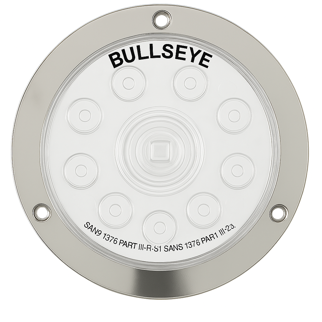 BullsEye Light-Red/Amber 110mm Clear Lens- with SS Ring