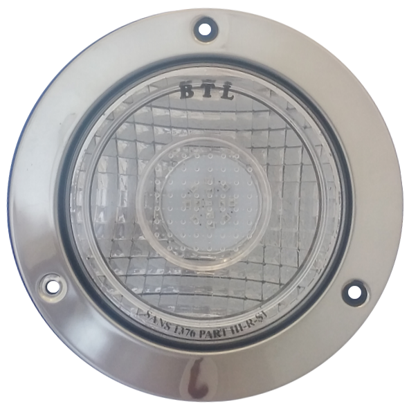 BTL  Stop Tail Light-Red 110mm Steel Flange-Clear Lens